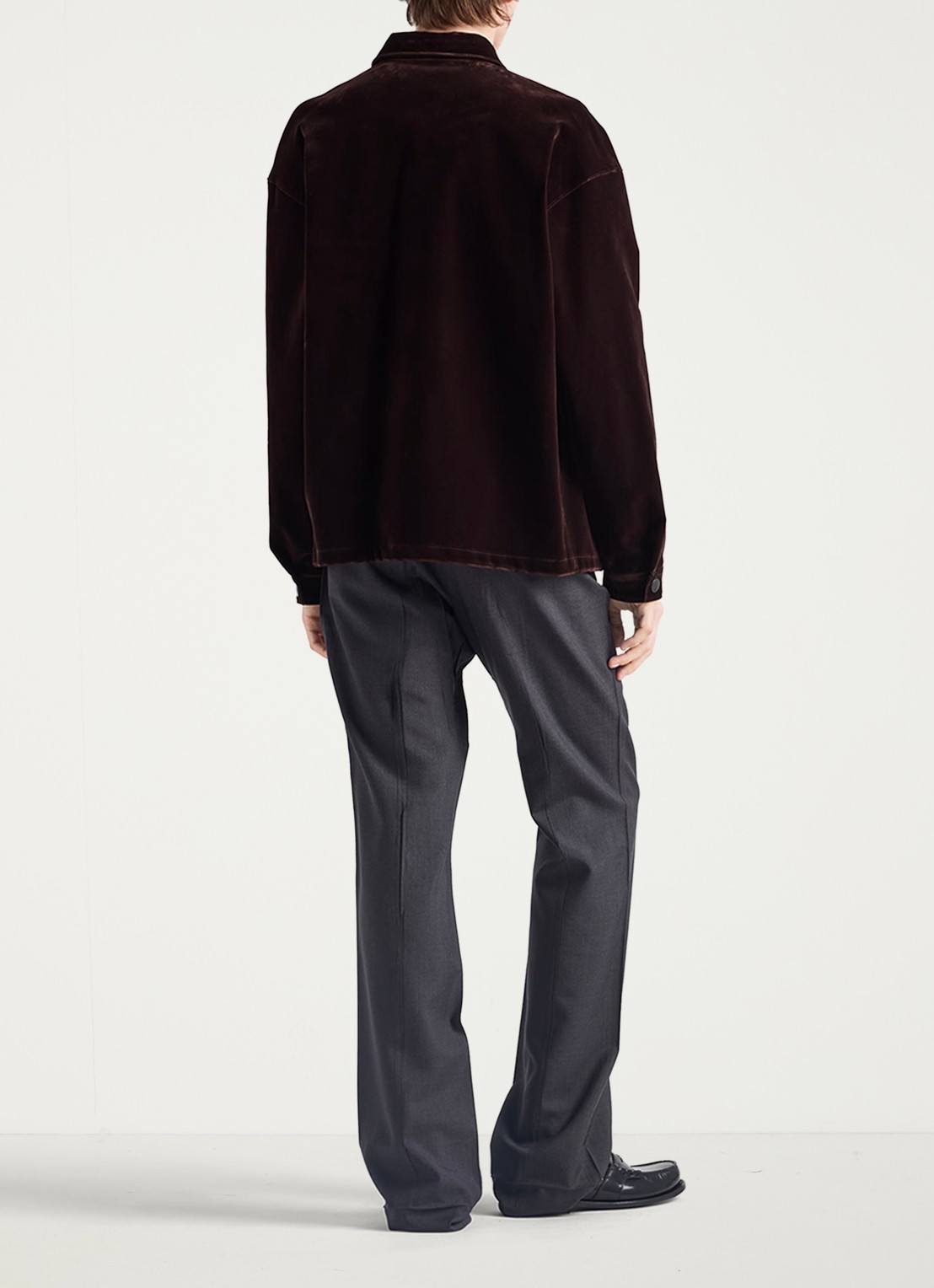 Prada Oversized fit overshirt met borstzak - achterkant 6 donkerbruin
