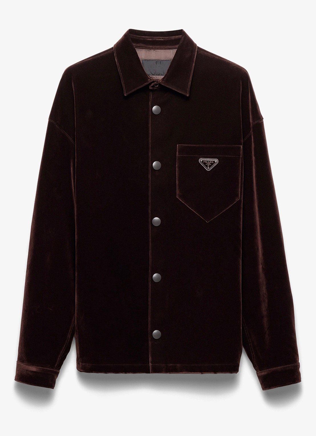 Prada Oversized fit overshirt met borstzak - voorkant donkerbruin