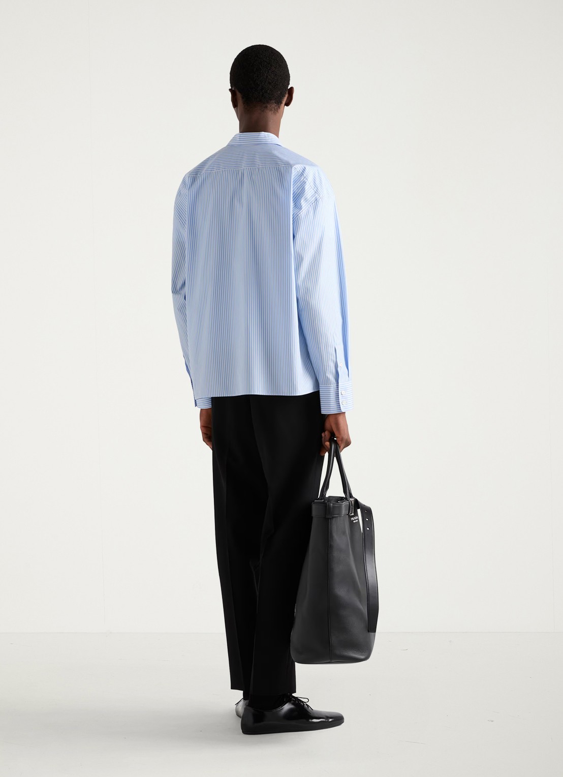Prada Oversized fit overshirt met streepprint en borstzak - achterkant blauw