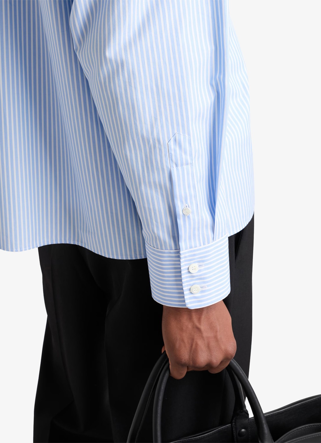 Prada Oversized fit overshirt met streepprint en borstzak - detail 2 blauw
