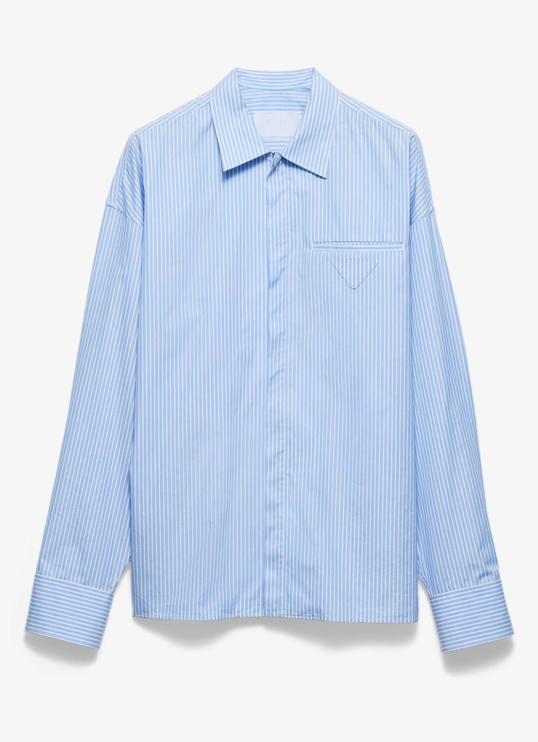 Prada Oversized fit overshirt met streepprint en borstzak - voorkant 4 blauw