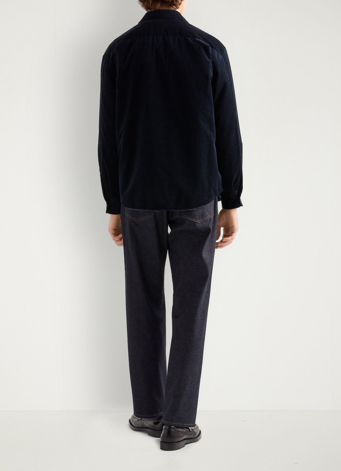 Prada Oversized fit overshirt van corduroy met borstzak - achterkant donkerblauw