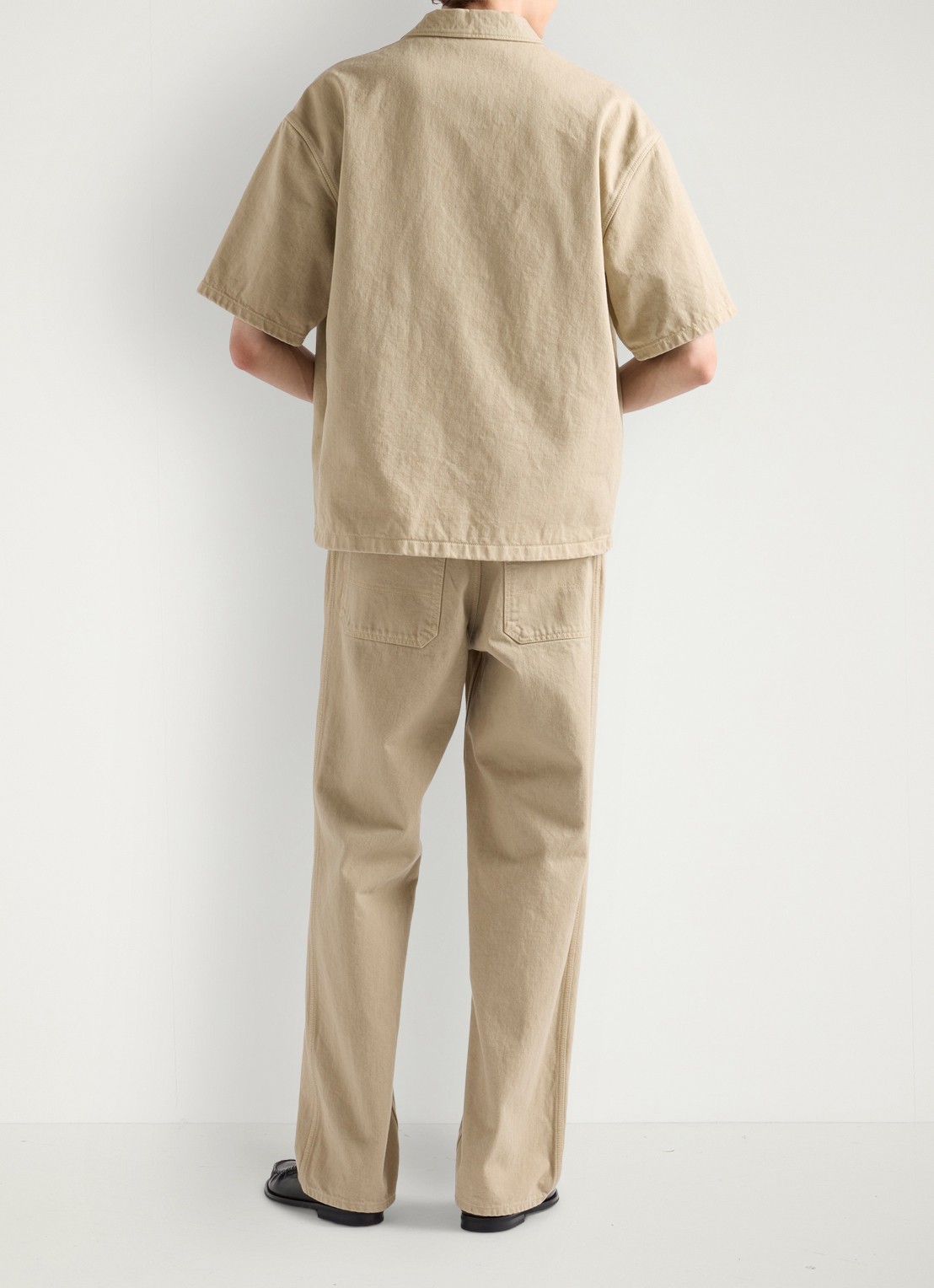 Prada Oversized fit overshirt van denim met borstzak - achterkant beige