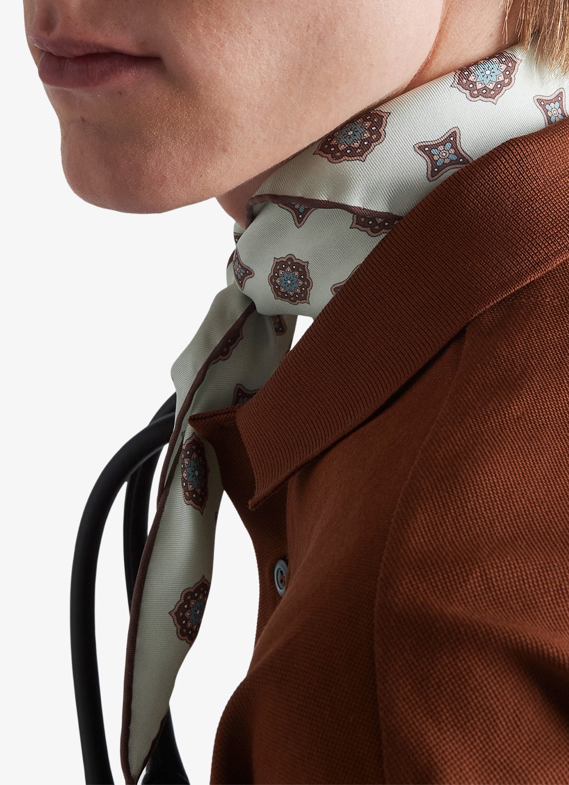 Prada Oversized fit polo met contrast - detail 6 roodbruin