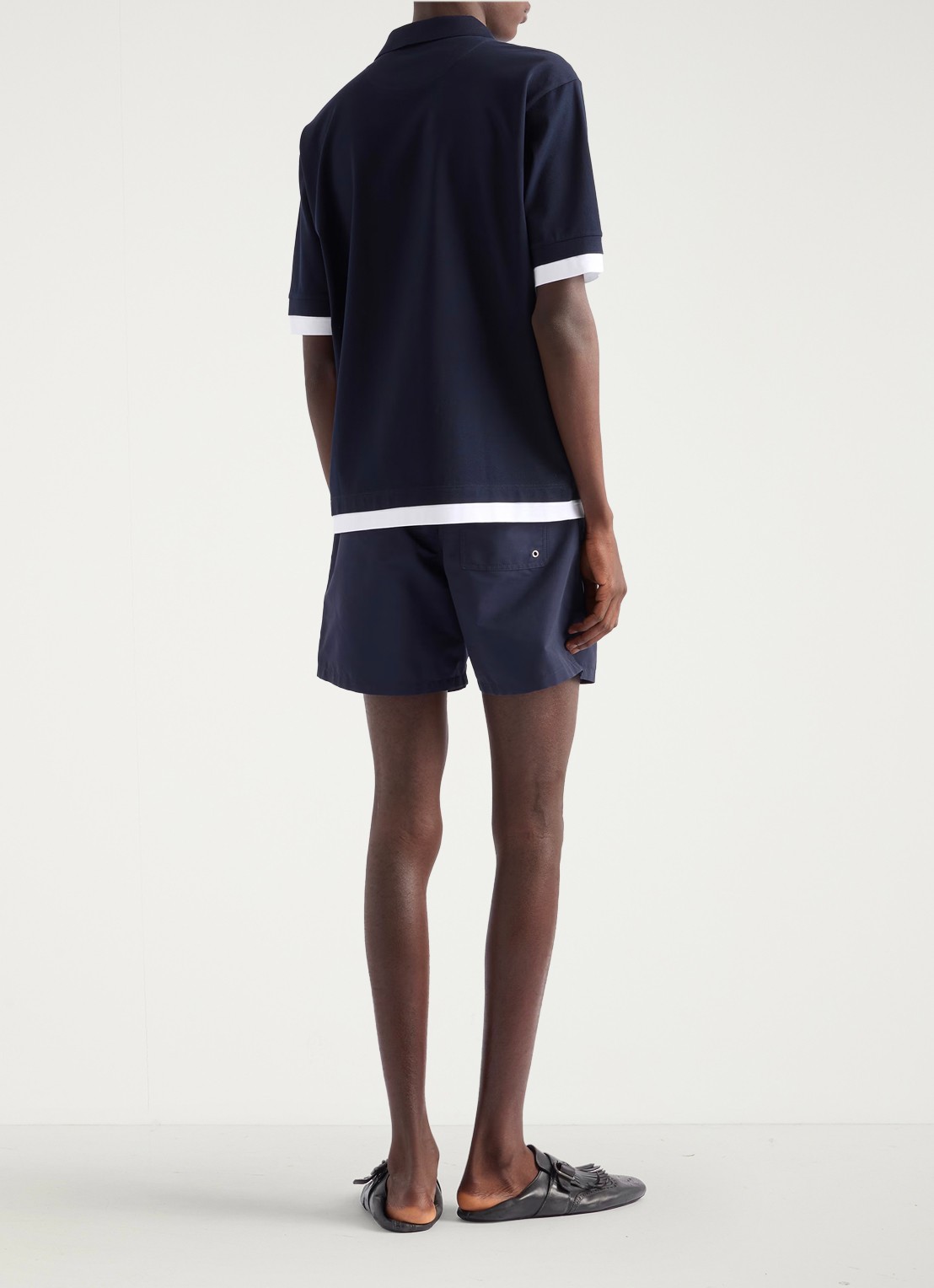 Prada Oversized fit polo met contrast - achterkant 3 donkerblauw