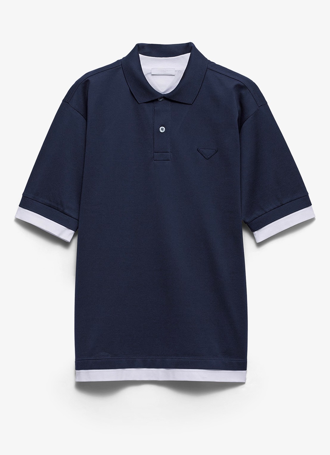 Prada Oversized fit polo met contrast - voorkant donkerblauw