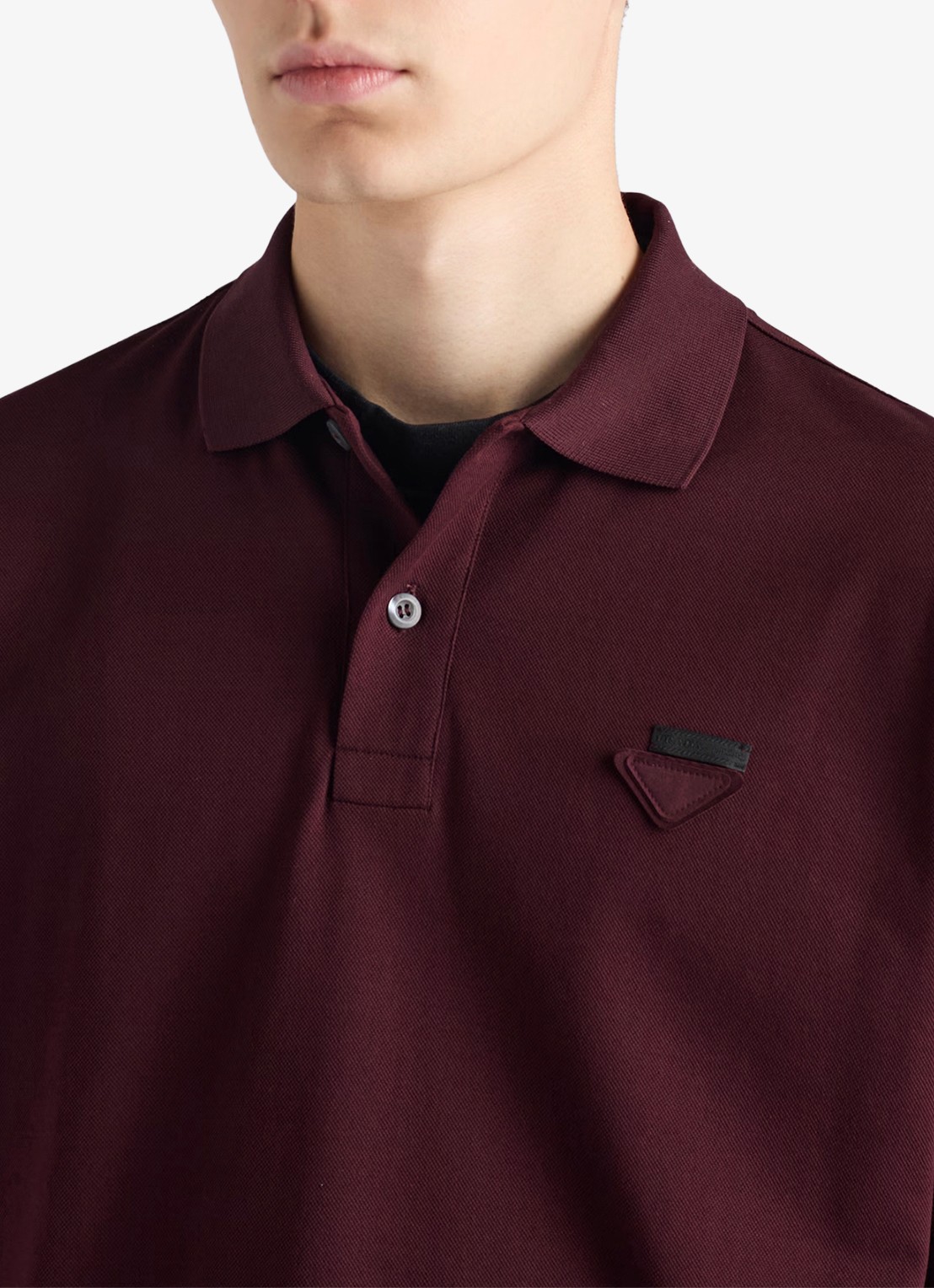 Prada Oversized fit polo met contrast - detail 3 bordeauxrood