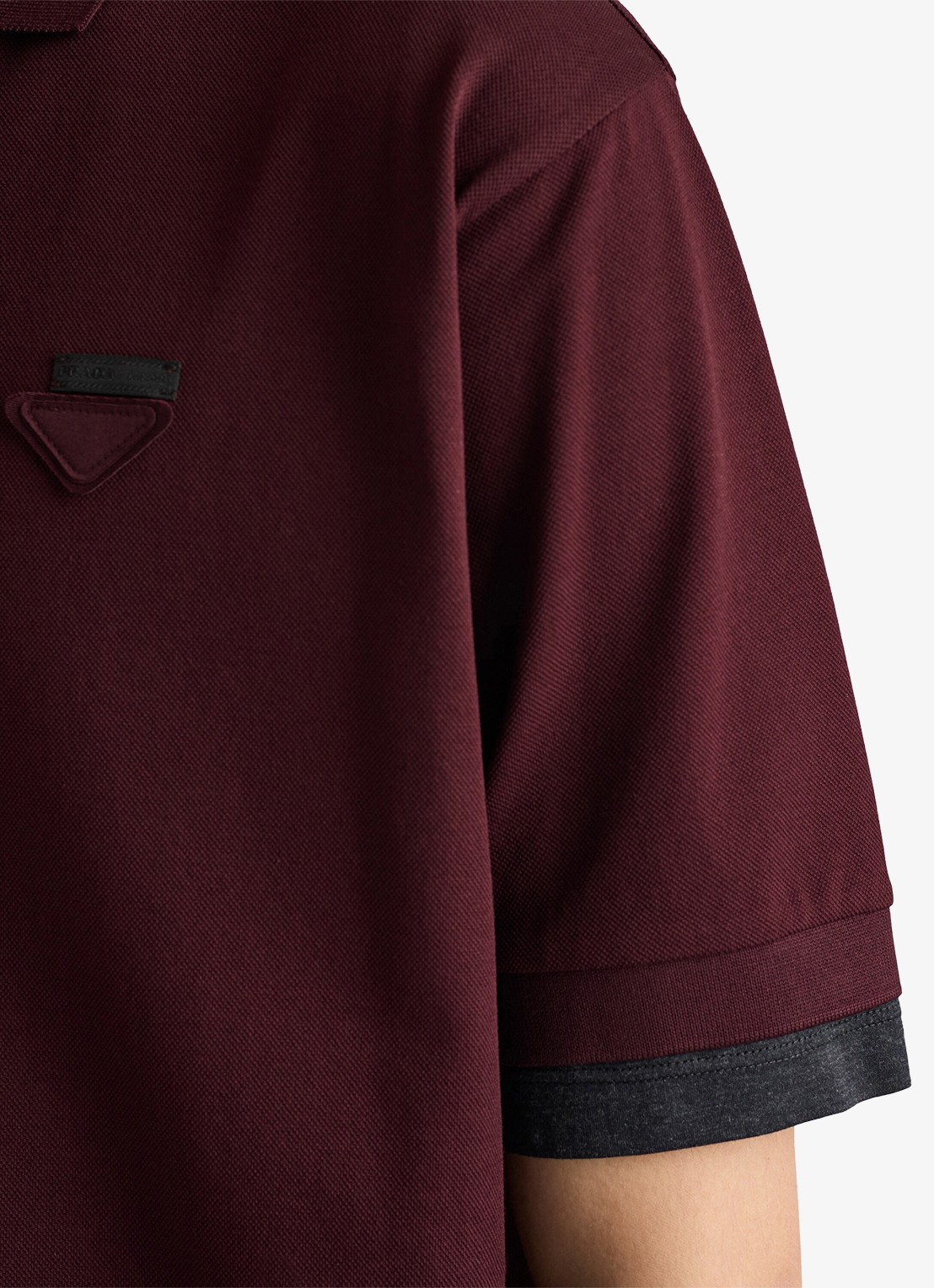 Prada Oversized fit polo met contrast - detail 4 bordeauxrood