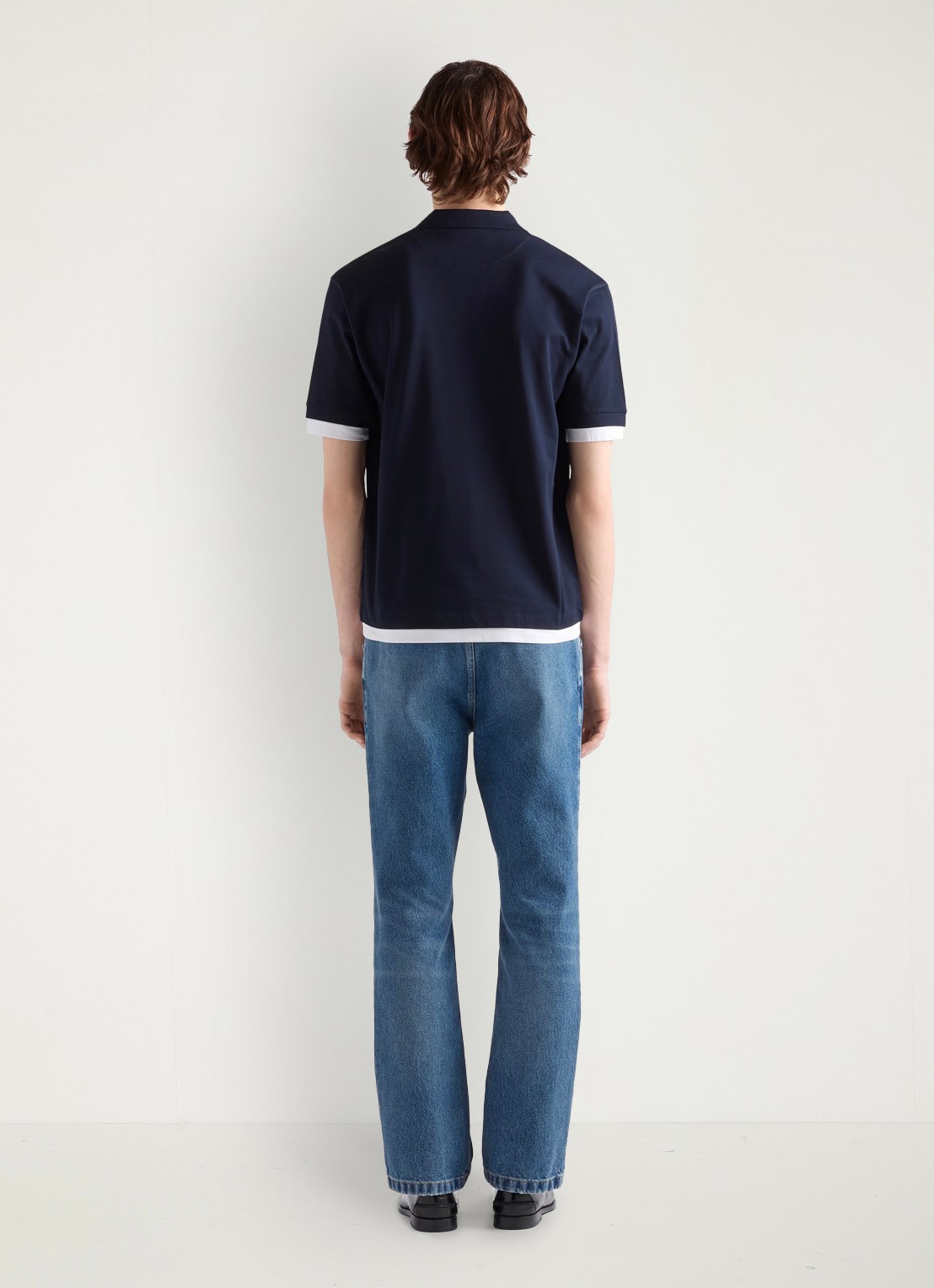 Prada Oversized fit polo met contrast - achterkant 6 donkerblauw