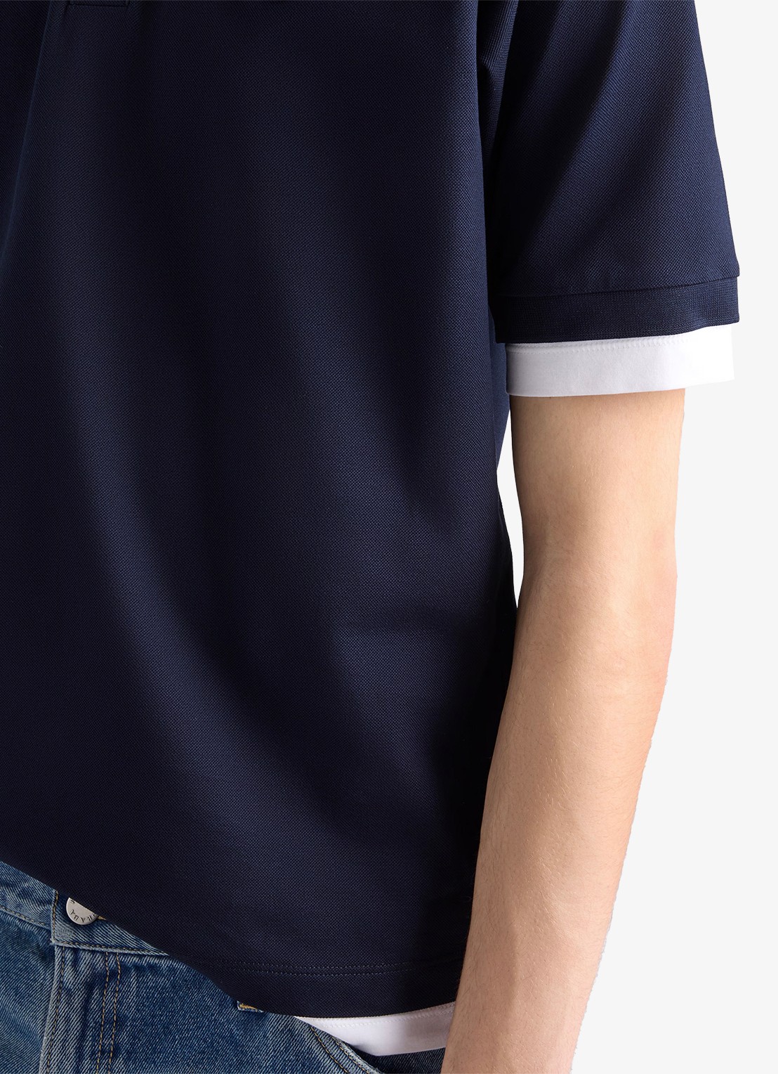 Prada Oversized fit polo met contrast - detail 5 donkerblauw