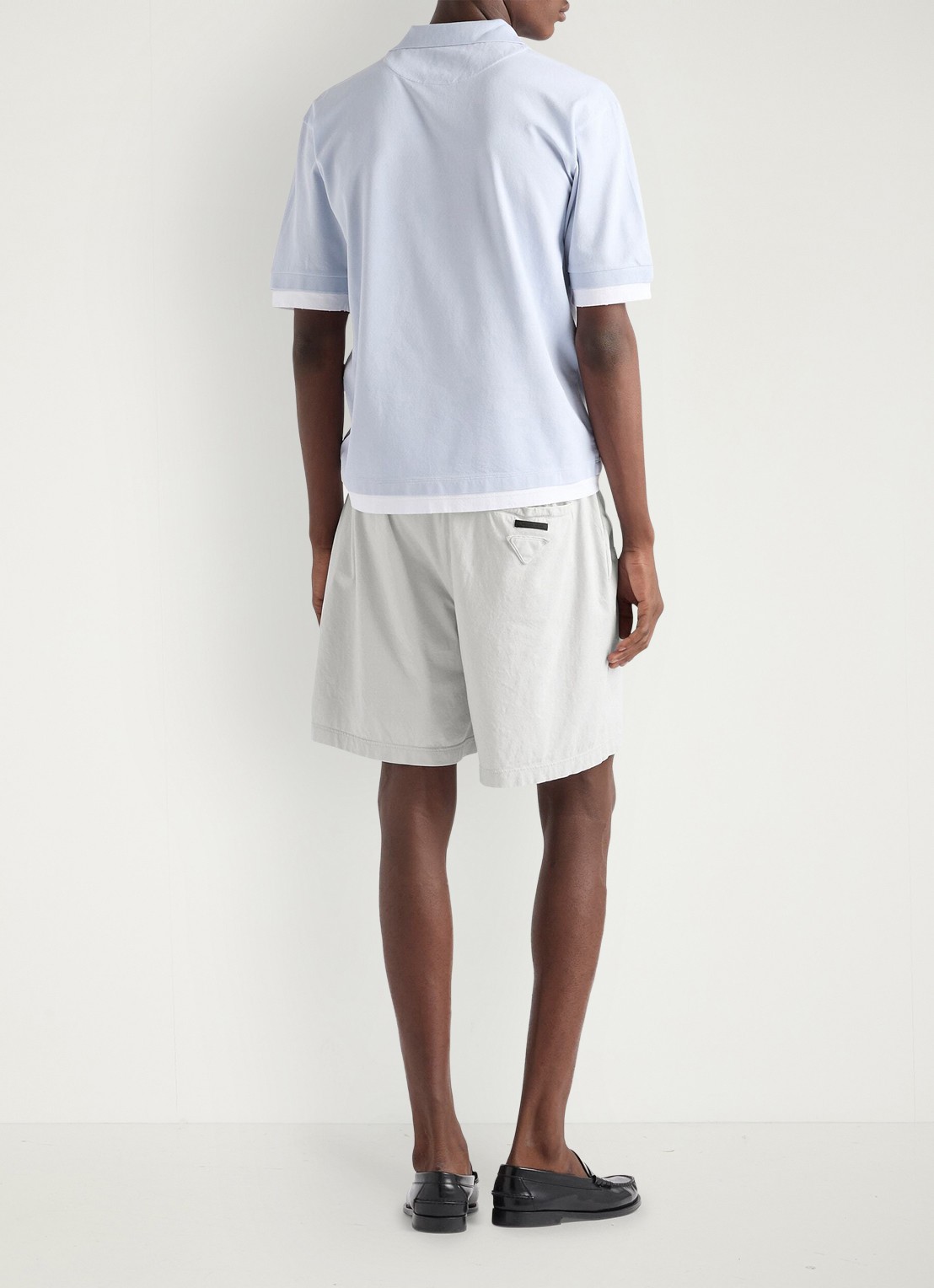 Prada Oversized fit polo met contrast - achterkant 3 lichtblauw