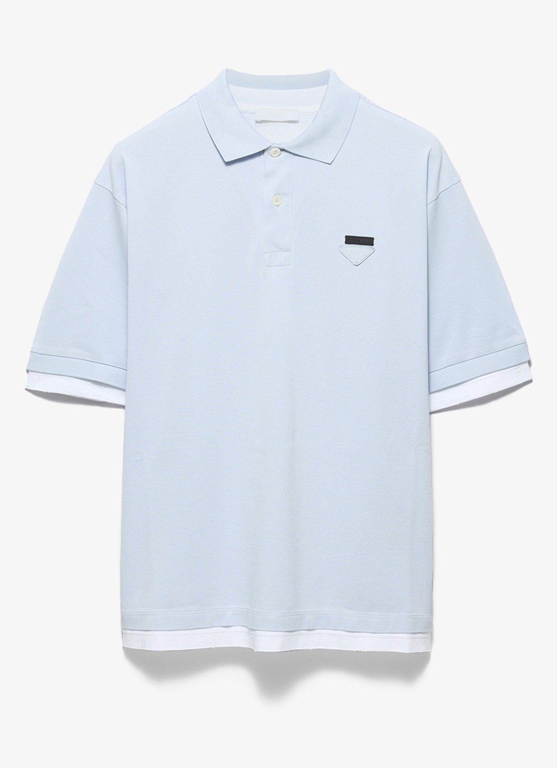 Prada Oversized fit polo met contrast - voorkant 4 lichtblauw