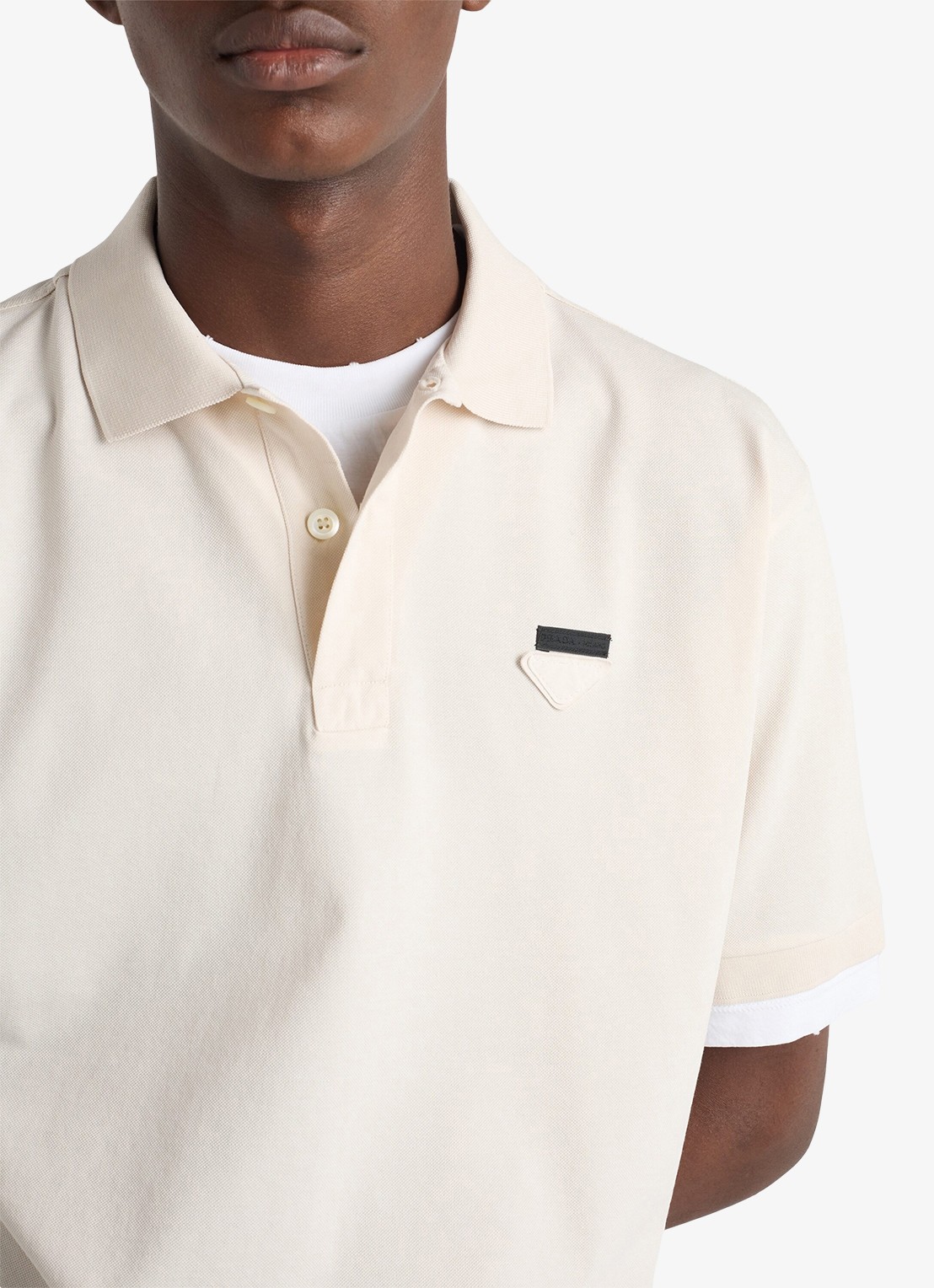 Prada Oversized fit polo met contrast - detail 5 beige