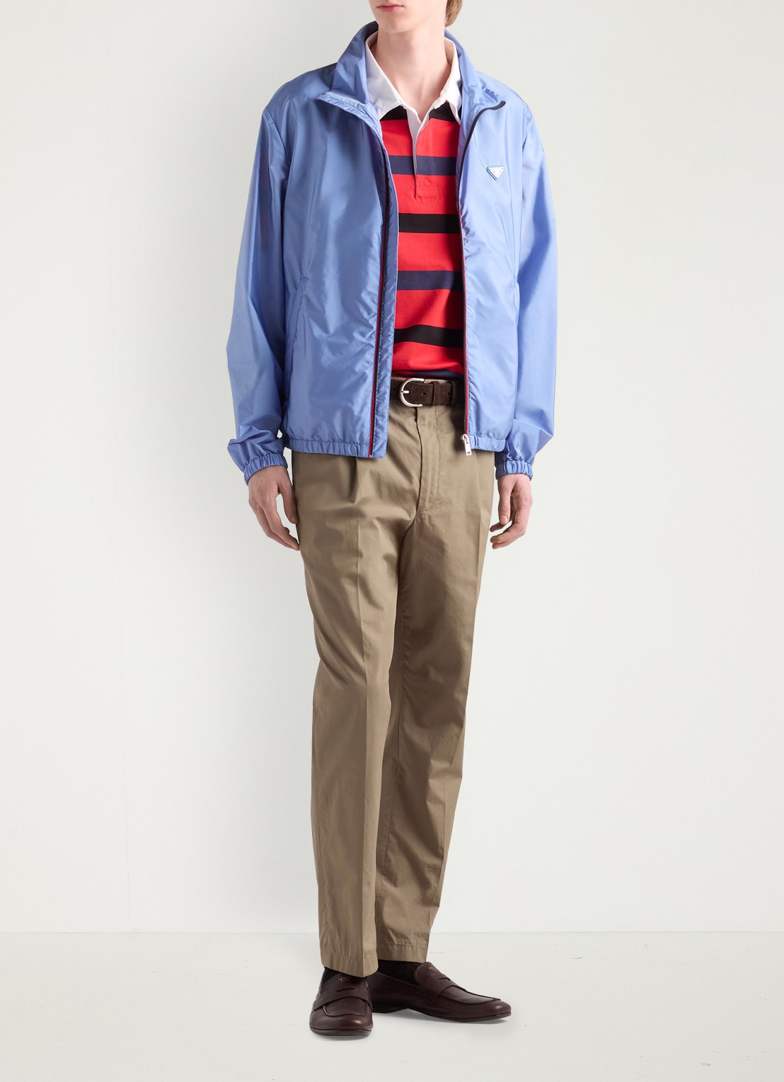 Prada Oversized fit polo met streepprint - detail 3 rood