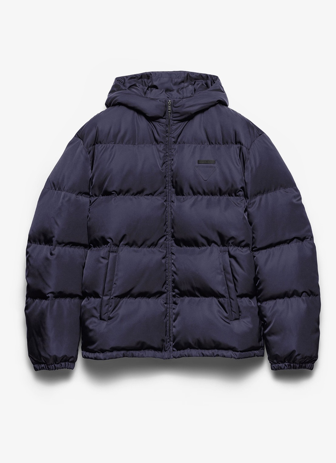 Prada Oversized puffer jack met donsvulling - voorkant donkerblauw