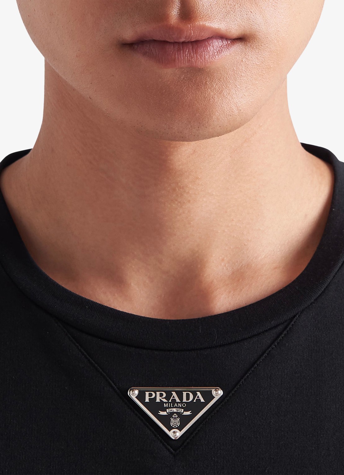 Prada Oversized T-shirt met logo - detail 5 zwart