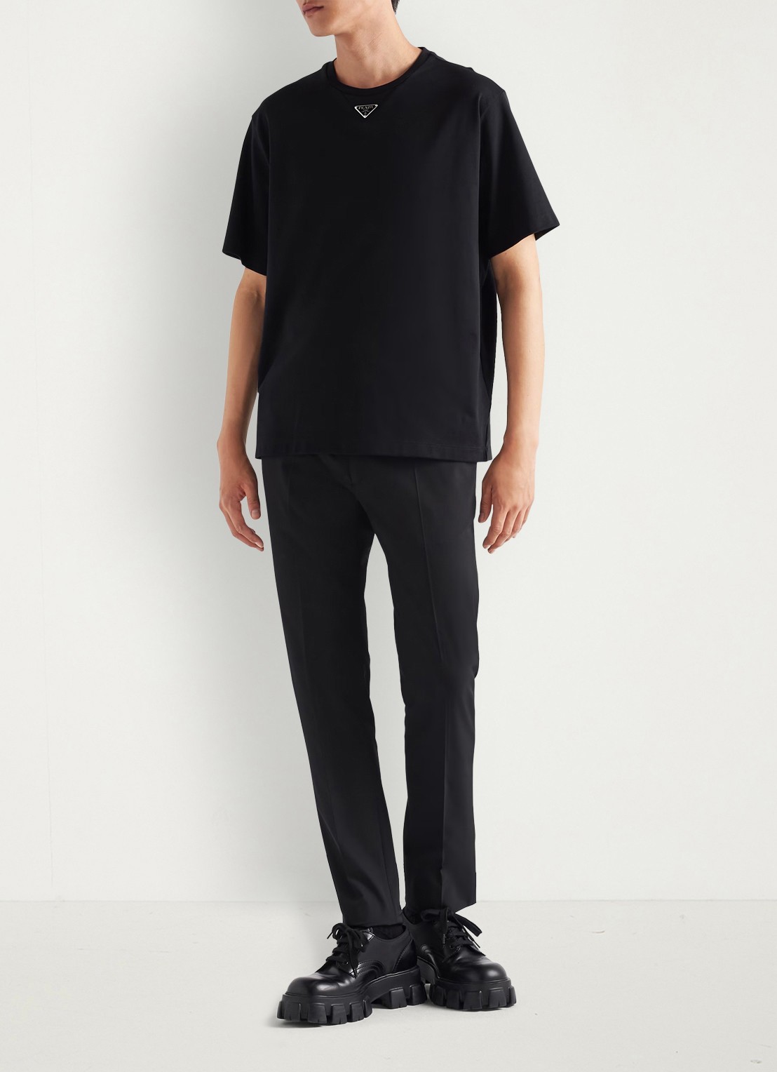 Prada Oversized T-shirt met logo - voorkant 3 zwart
