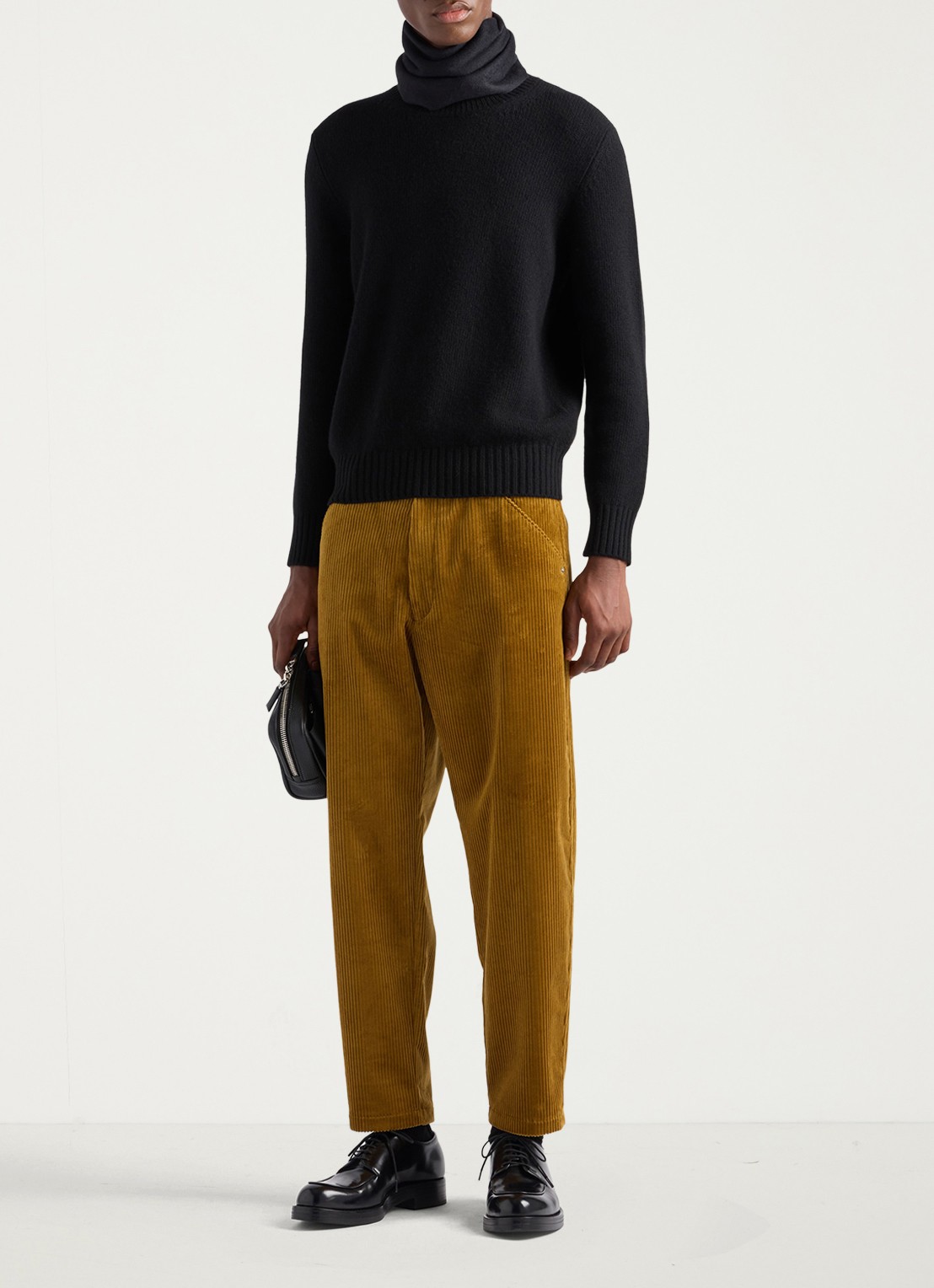 Prada Pantalon van corduroy - voorkant 2 okergeel