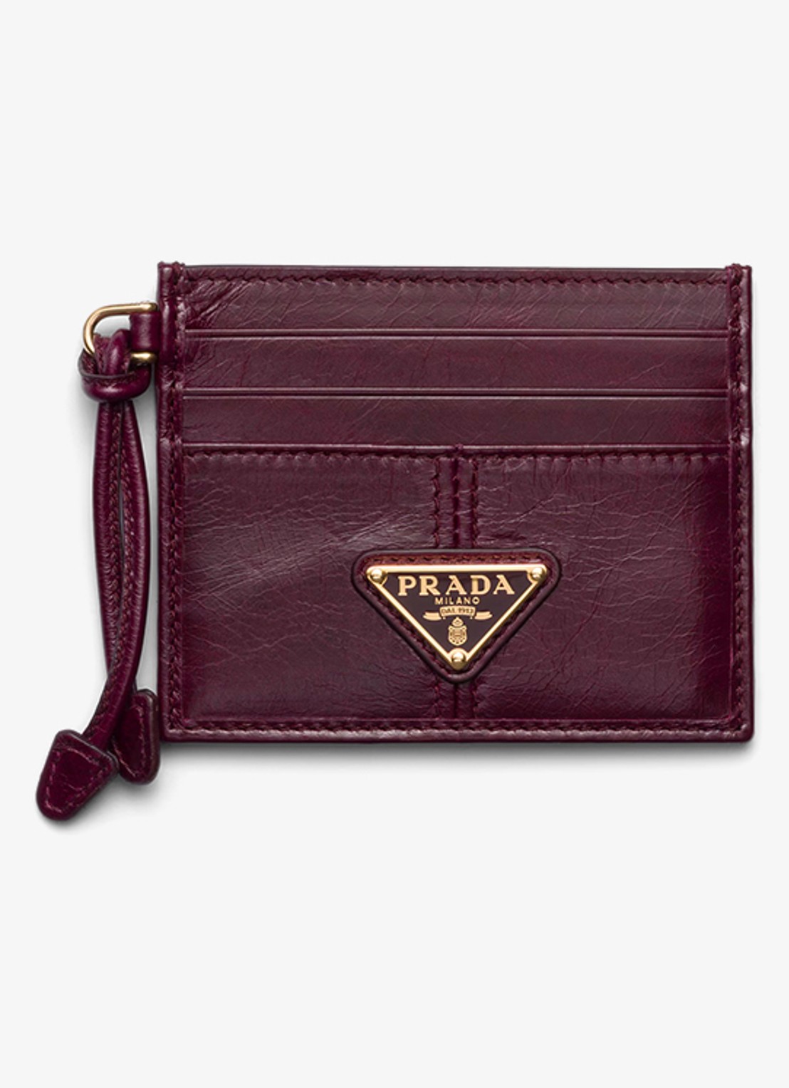 Prada Pasjeshouder van kalfsleer met logo - voorkant bordeauxrood