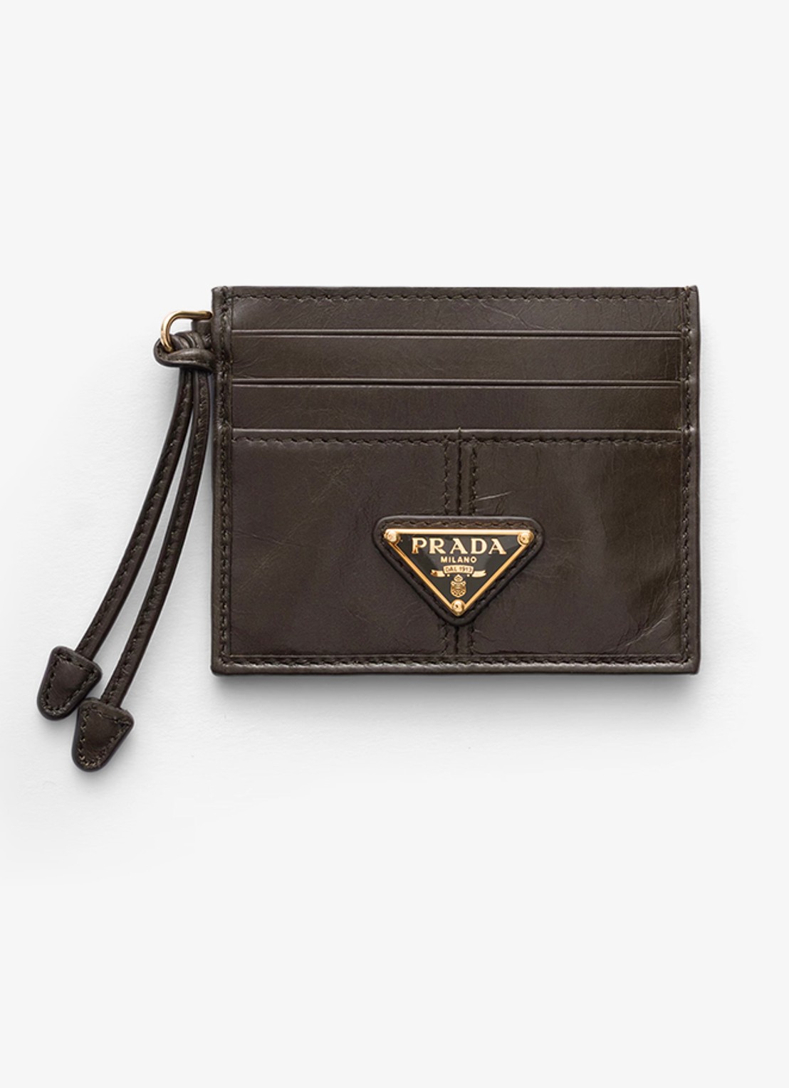 Prada Pasjeshouder van kalfsleer met logo - voorkant 2 groen
