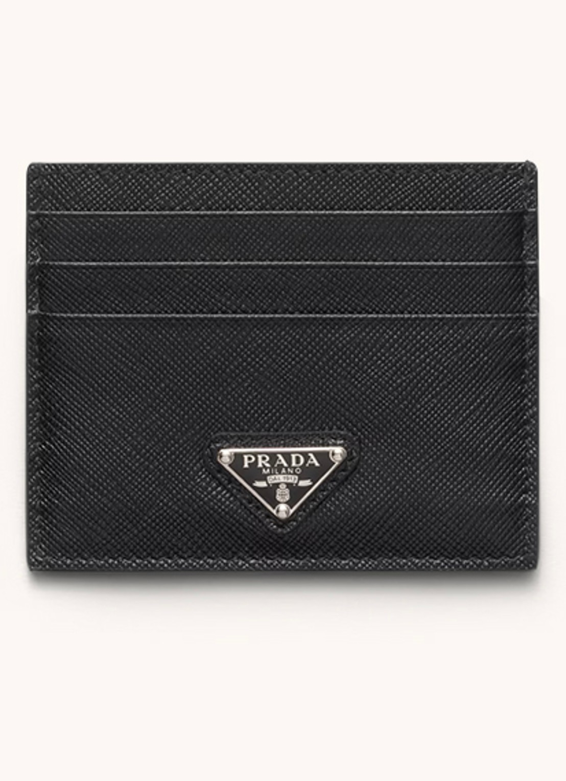 Prada Pasjeshouder van kalfsleer - voorkant 2 diepzwart