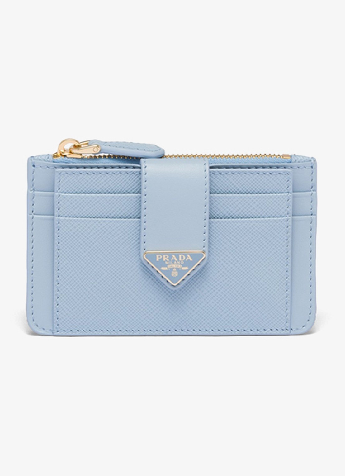 Prada Pasjeshouder van kalfsleer - voorkant lichtblauw