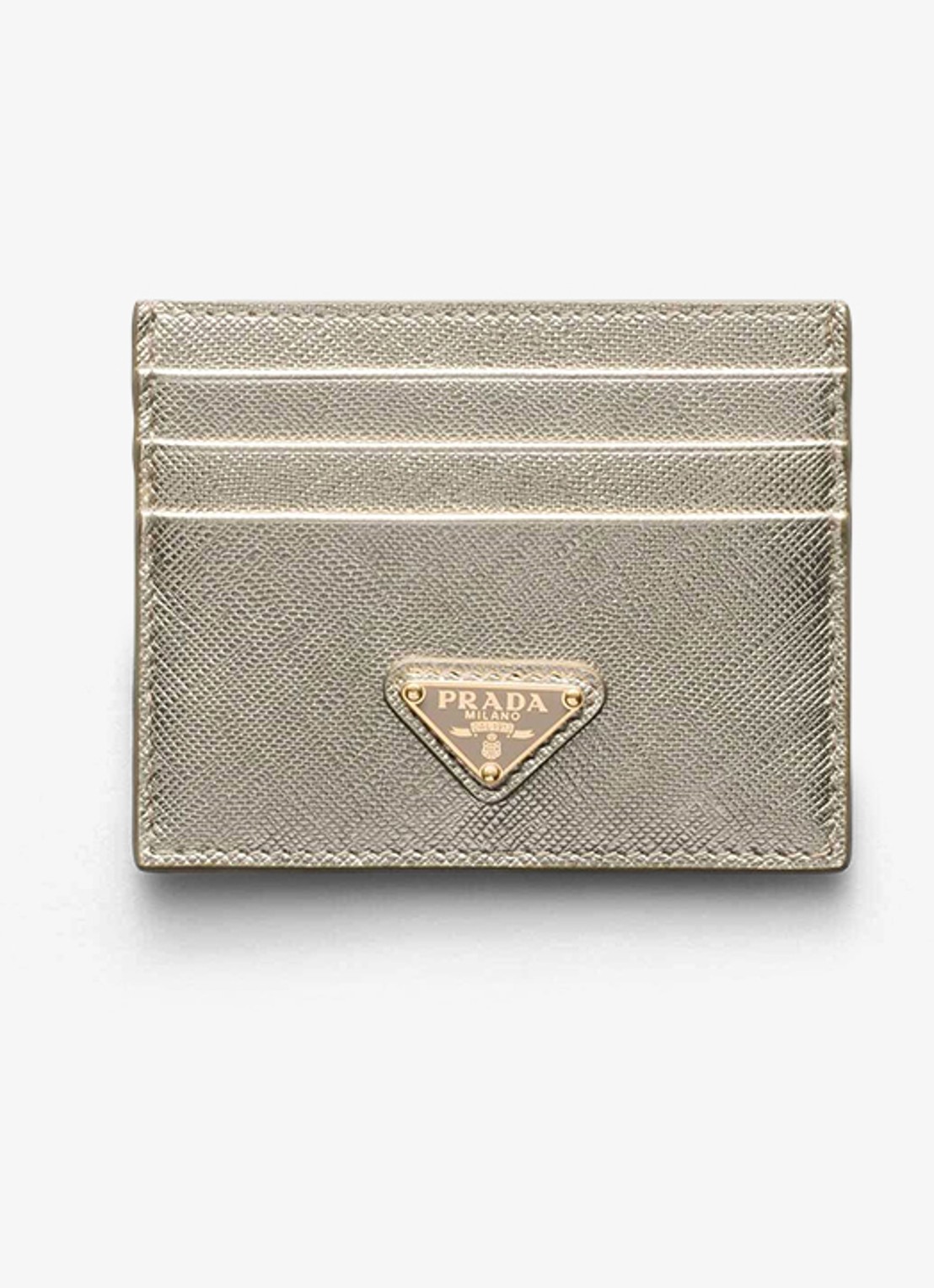 Prada Pasjeshouder van kalfsleer - voorkant 3 goud