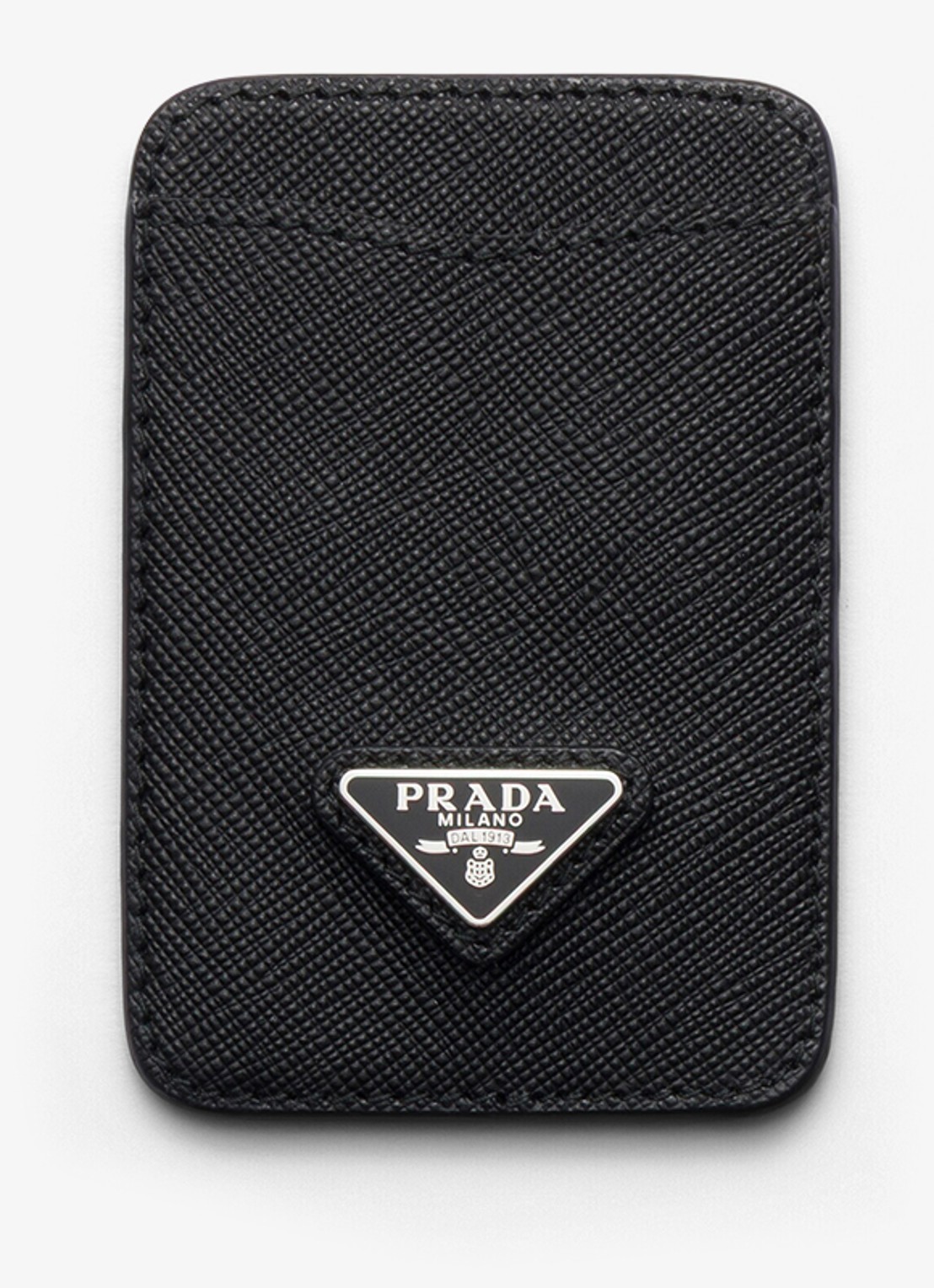 Prada Pasjeshouder van kalfsleer - voorkant diepzwart