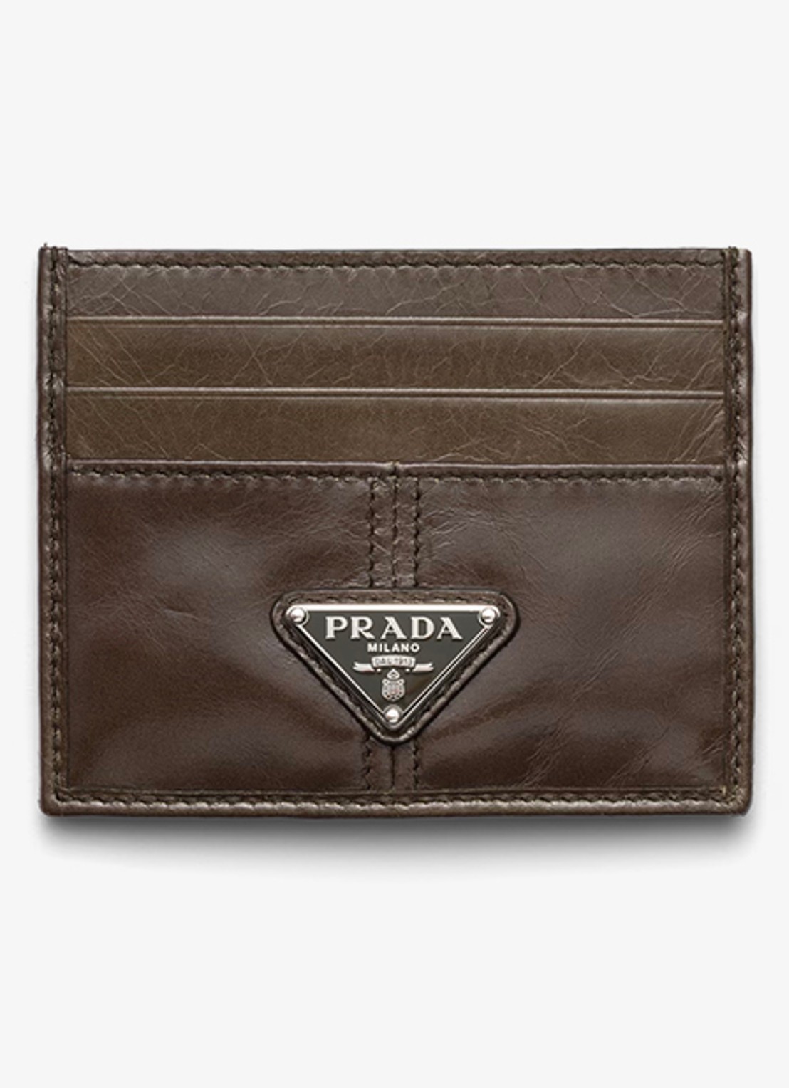 Prada Pasjeshouder van kalfsleer - voorkant 2 bruin