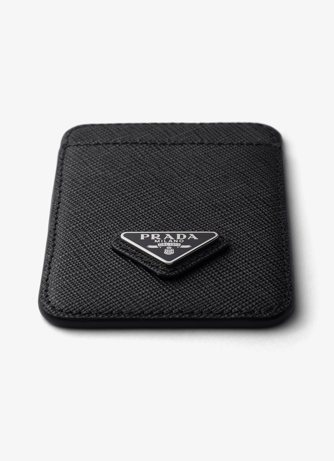 Prada Pasjeshouder van leer met logo voor MagSafe - detail zwart