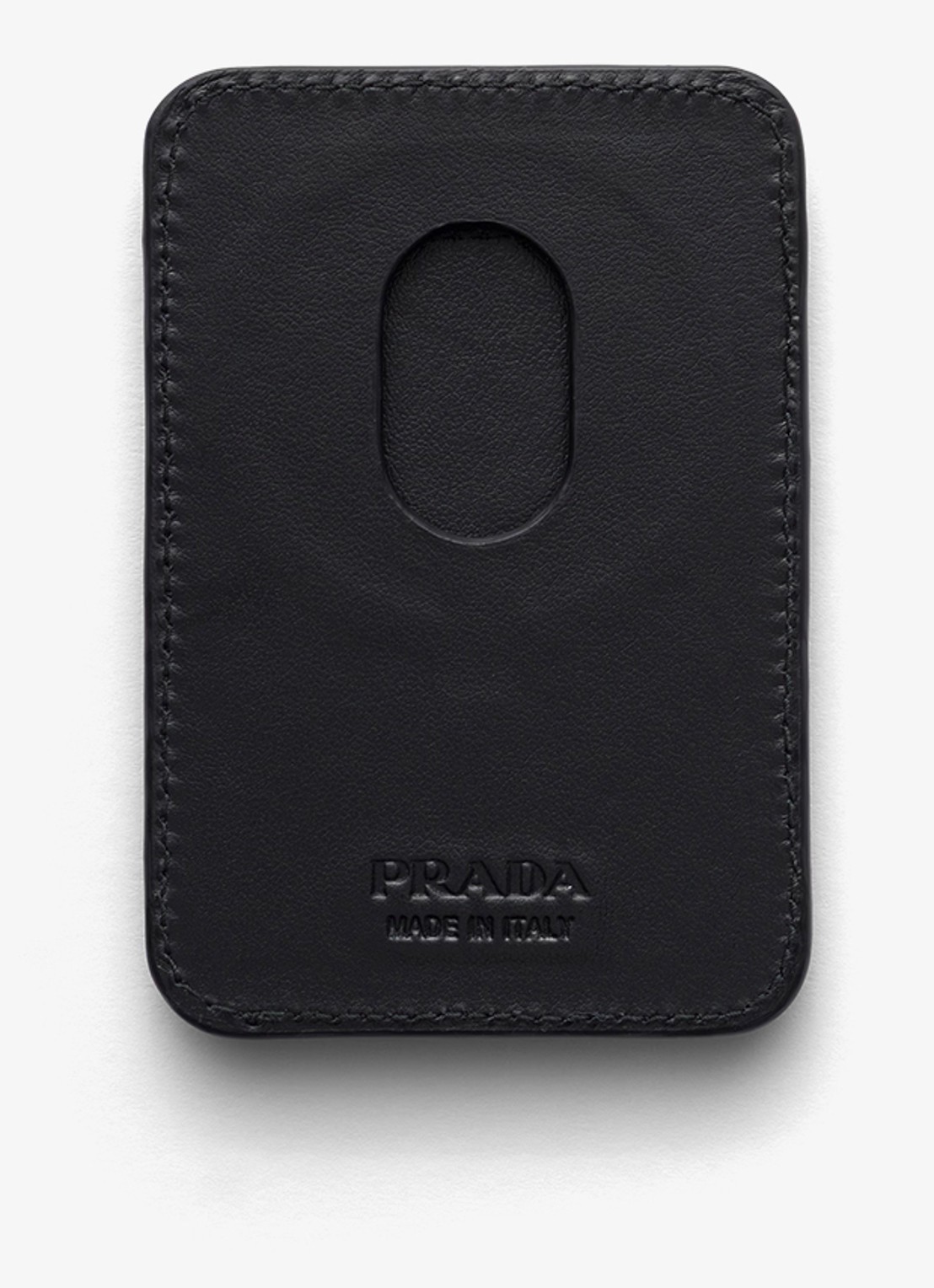 Prada Pasjeshouder van leer met logo voor MagSafe - voorkant 3 zwart