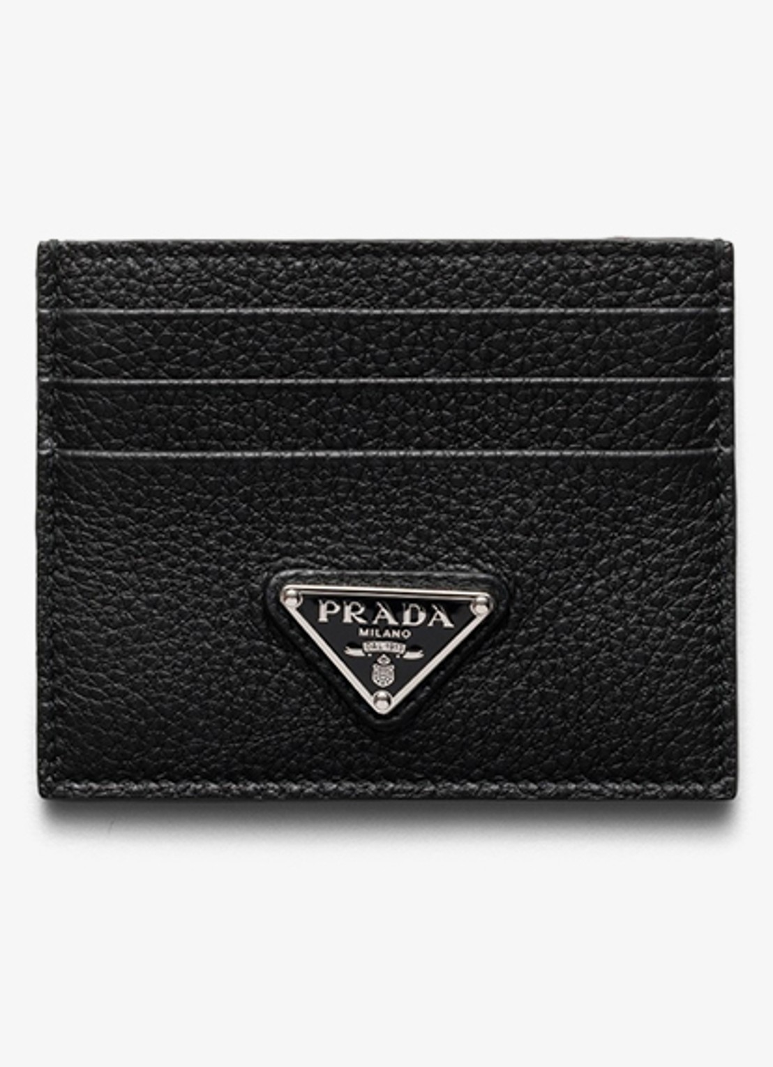 Prada Pasjeshouder van leer met logo - voorkant 2 zwart