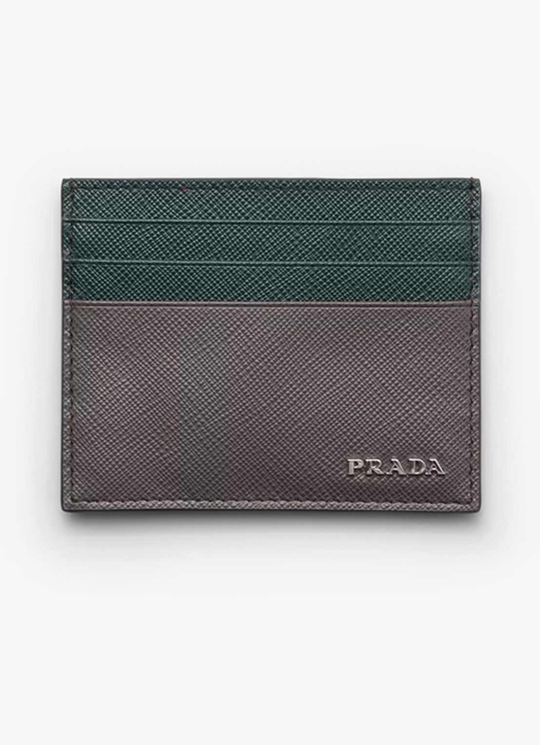 Prada Pasjeshouder van leer met logo - voorkant grijs
