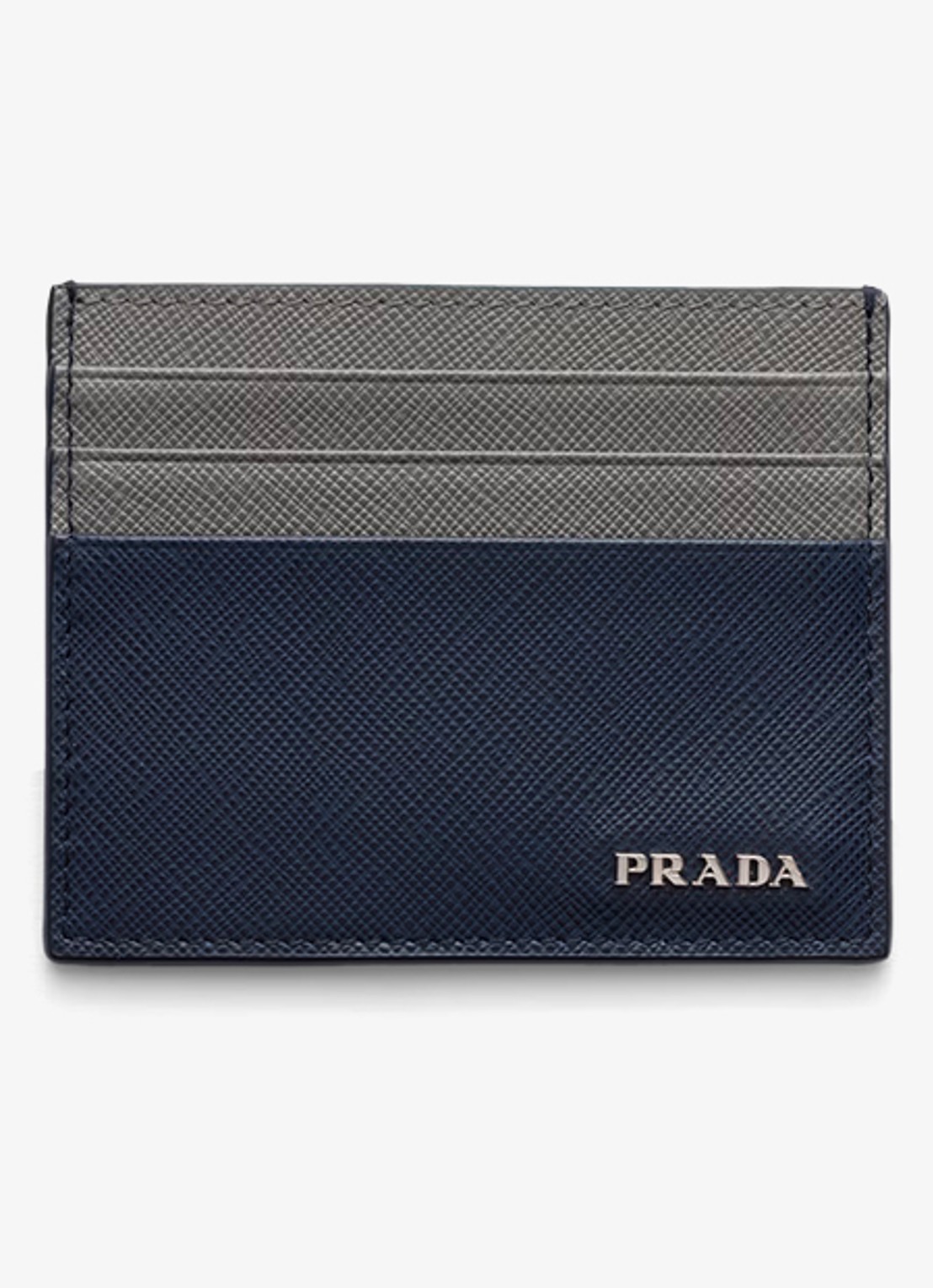Prada Pasjeshouder van leer met logo - voorkant donkerblauw