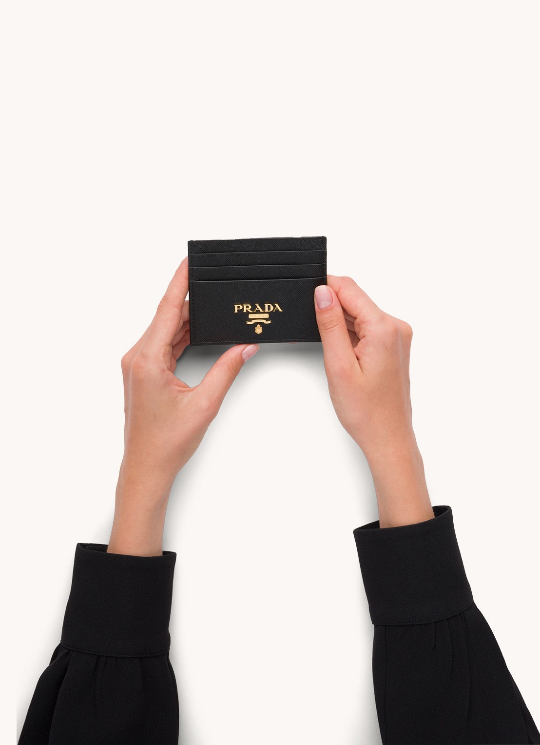 Prada Pasjeshouder van leer - detail zwart