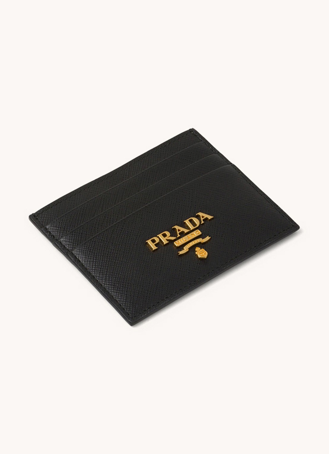 Prada Pasjeshouder van leer - voorkant 3 zwart