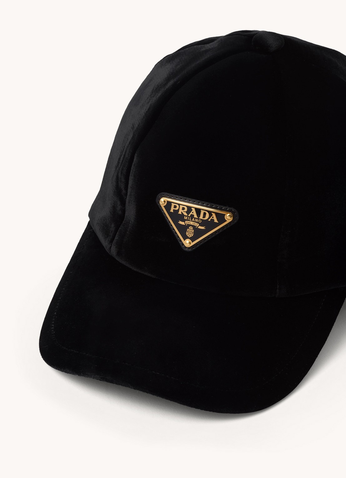 Prada Pet van fluweel met logo - detail 3 zwart