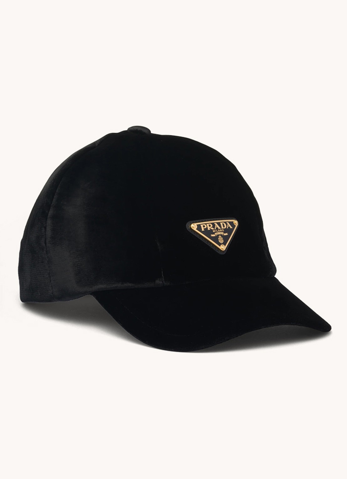 Prada Pet van fluweel met logo - voorkant zwart