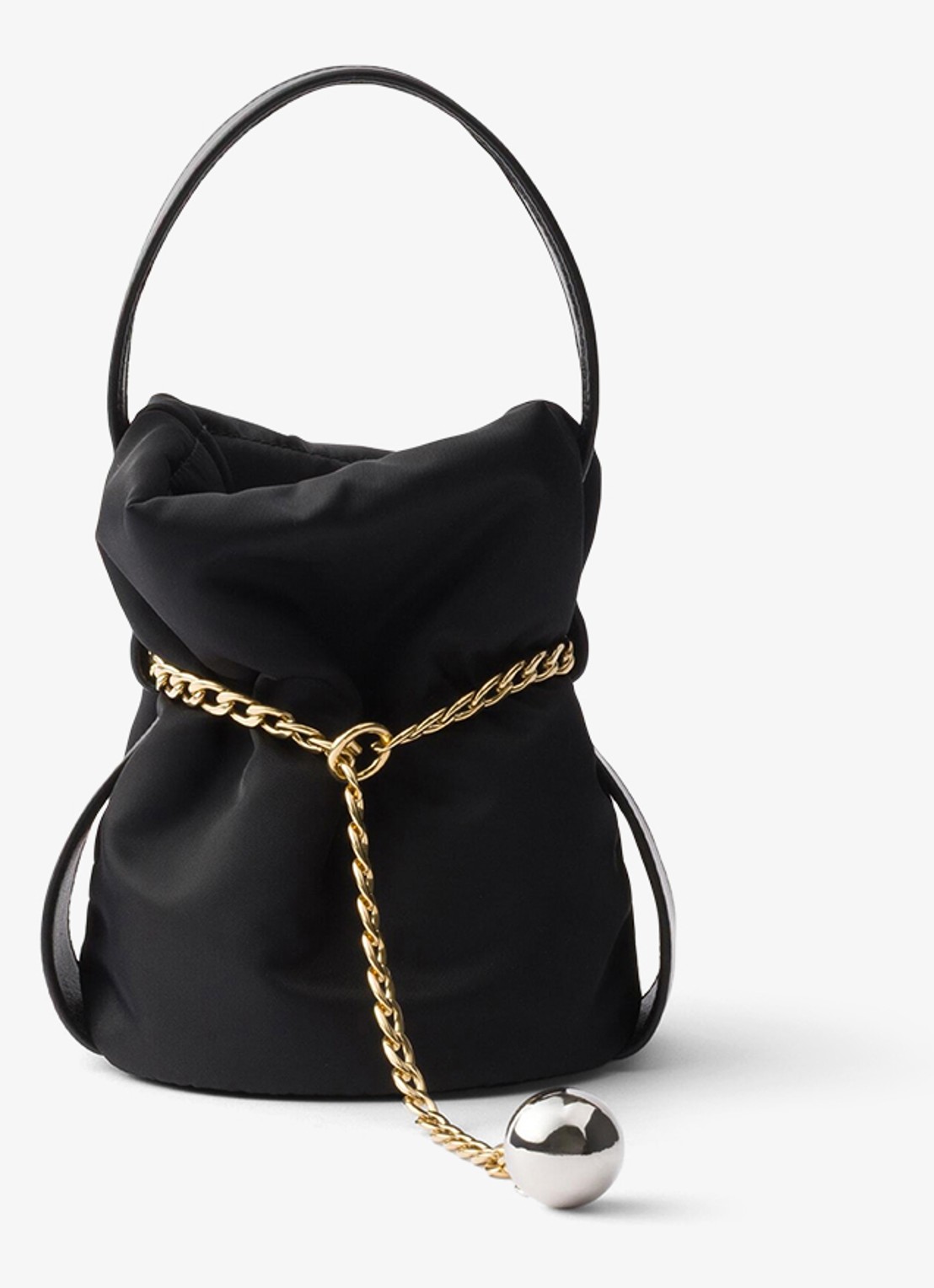 Prada Petit Sac Noir Re-Nylon Mini handtas met leren details - achterkant 7 zwart