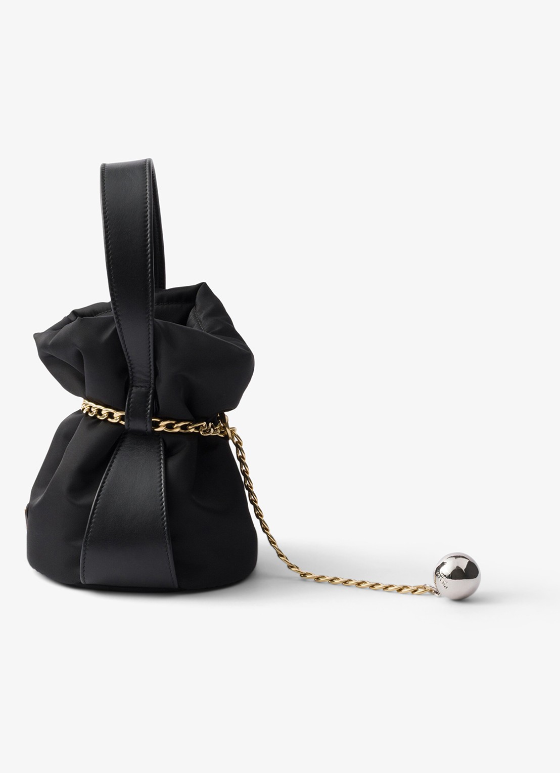 Prada Petit Sac Noir Re-Nylon Mini handtas met leren details - detail 3 zwart