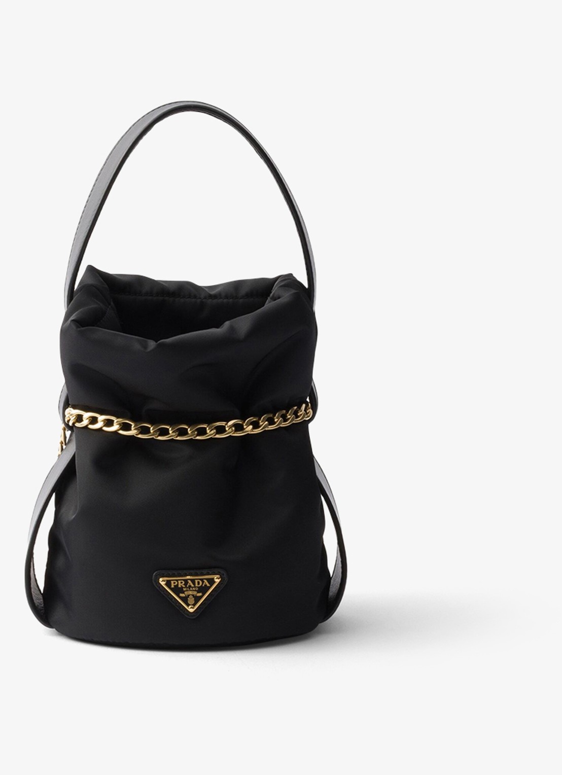 Prada Petit Sac Noir Re-Nylon Mini handtas met leren details - voorkant 5 zwart