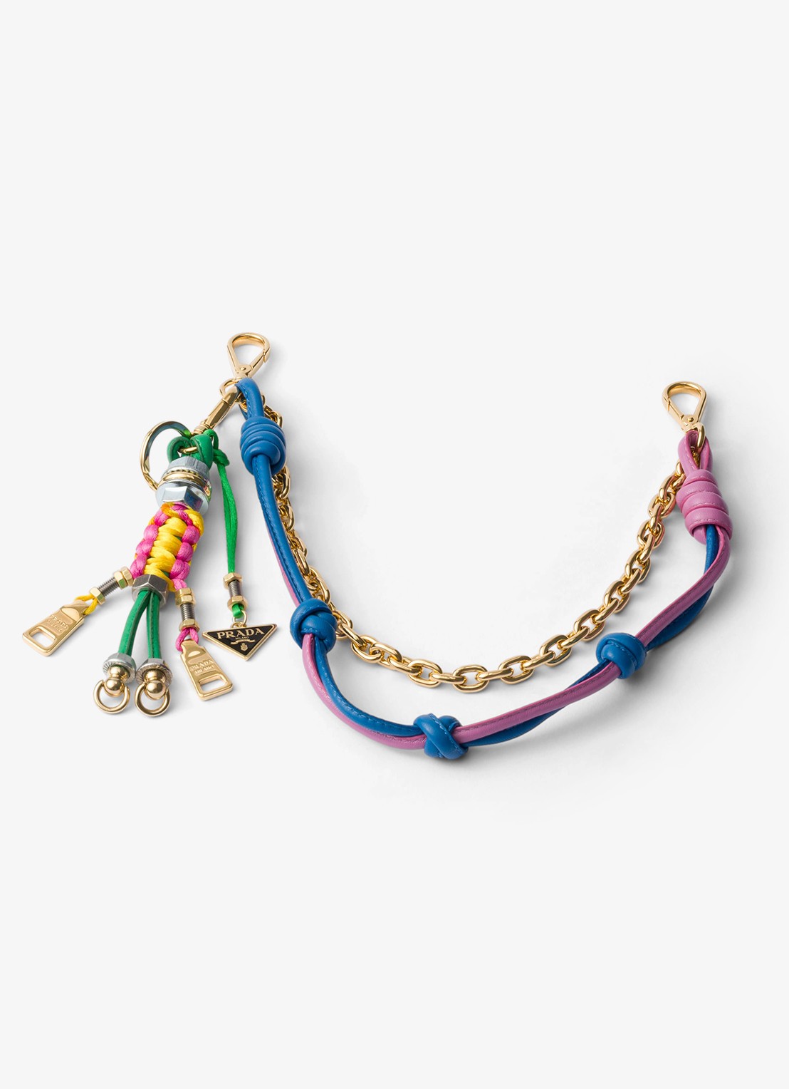 Prada Pop Strings tasbedel met leren details - voorkant blauw