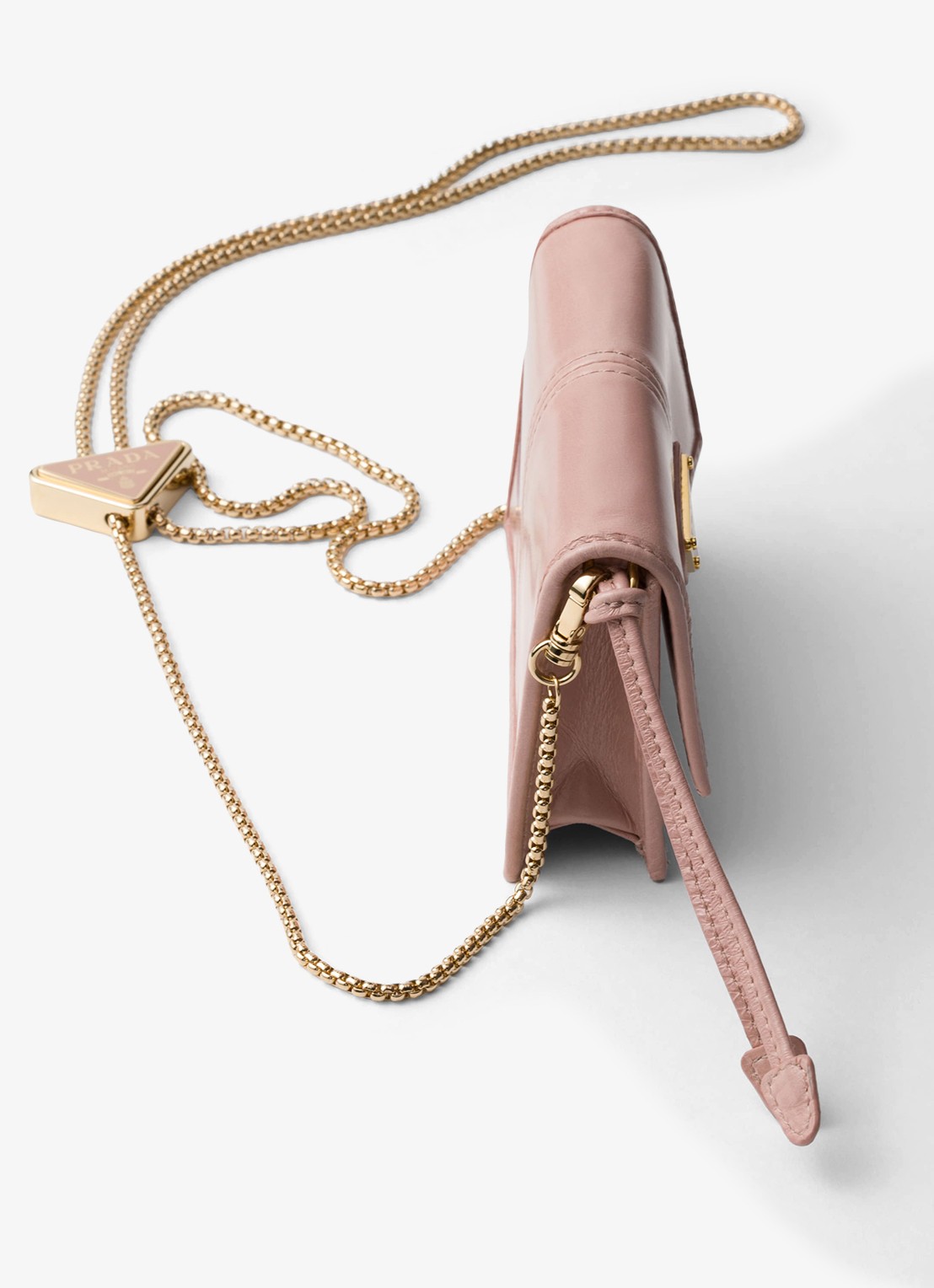Prada Portemonnee van kalfsleer met afneembare schouderriem - detail 3 oudroze
