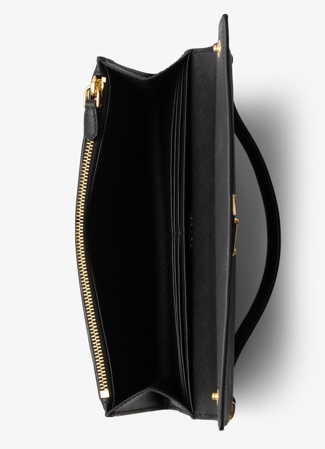 Prada Portemonnee van kalfsleer met afneembare schouderriem - detail 3 zwart