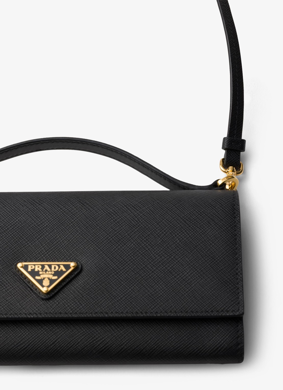 Prada Portemonnee van kalfsleer met afneembare schouderriem - detail 4 zwart