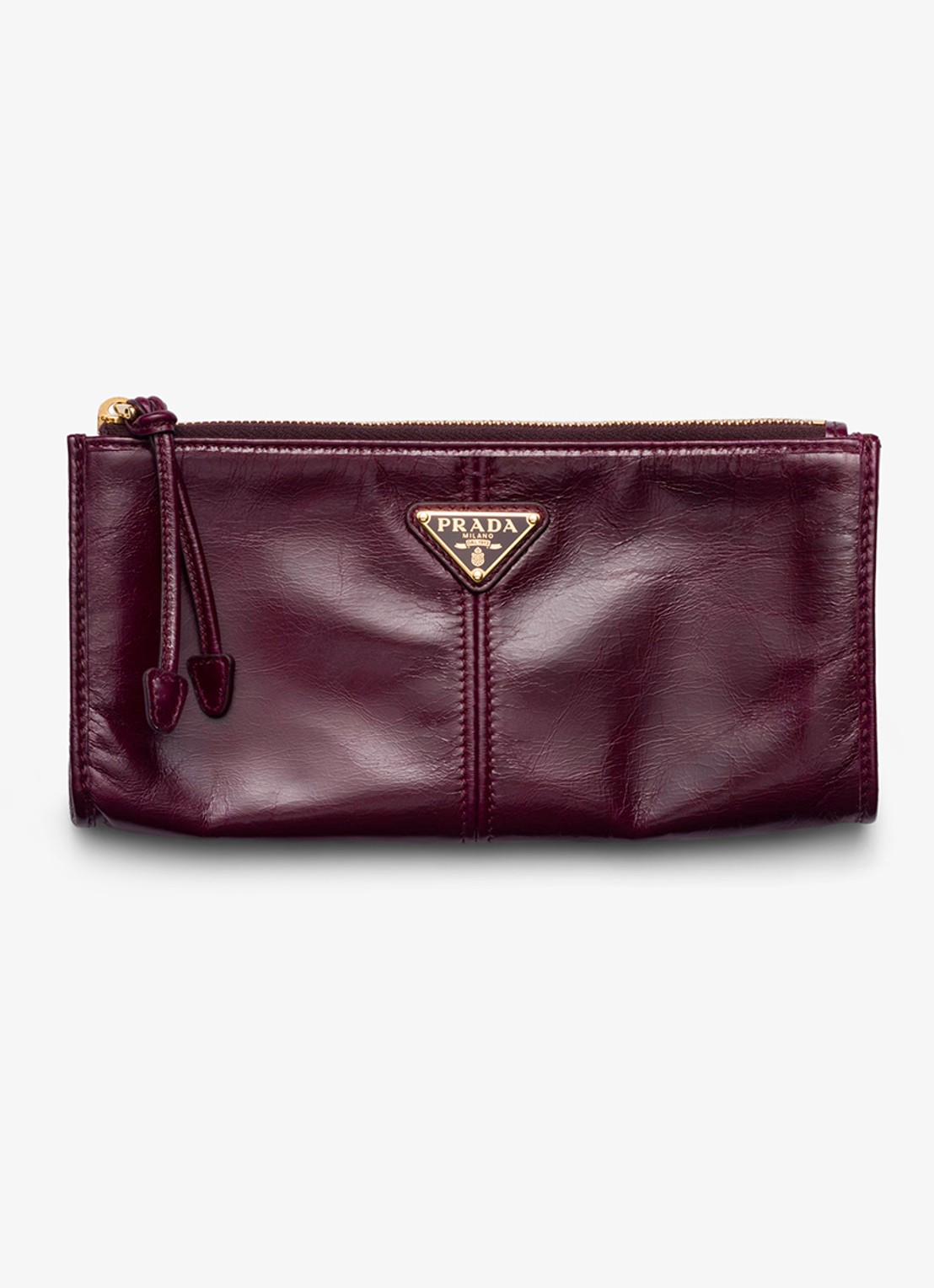 Prada Portemonnee van kalfsleer met logo - voorkant bordeauxrood