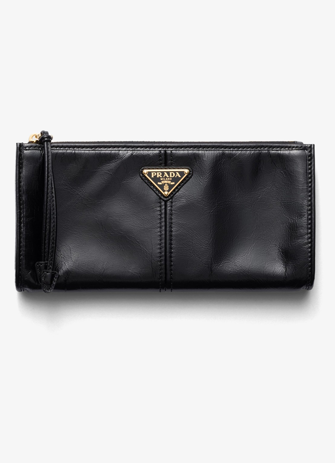 Prada Portemonnee van kalfsleer met logo - voorkant 3 zwart
