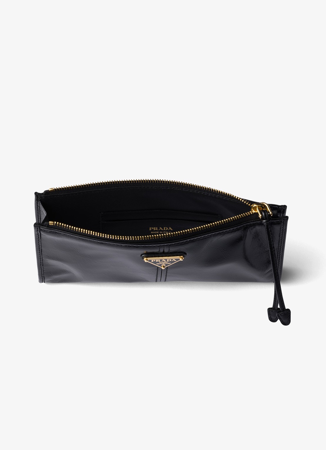Prada Portemonnee van kalfsleer met logo - voorkant 4 zwart