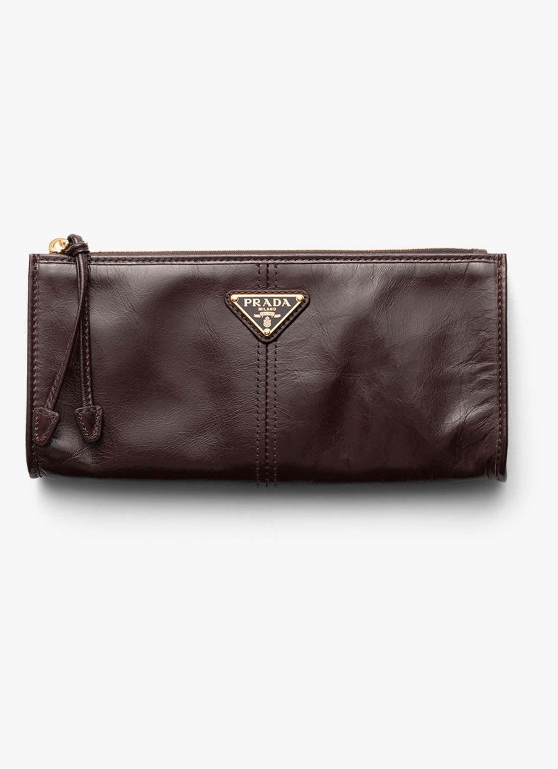 Prada Portemonnee van kalfsleer met logo - voorkant 3 naturel