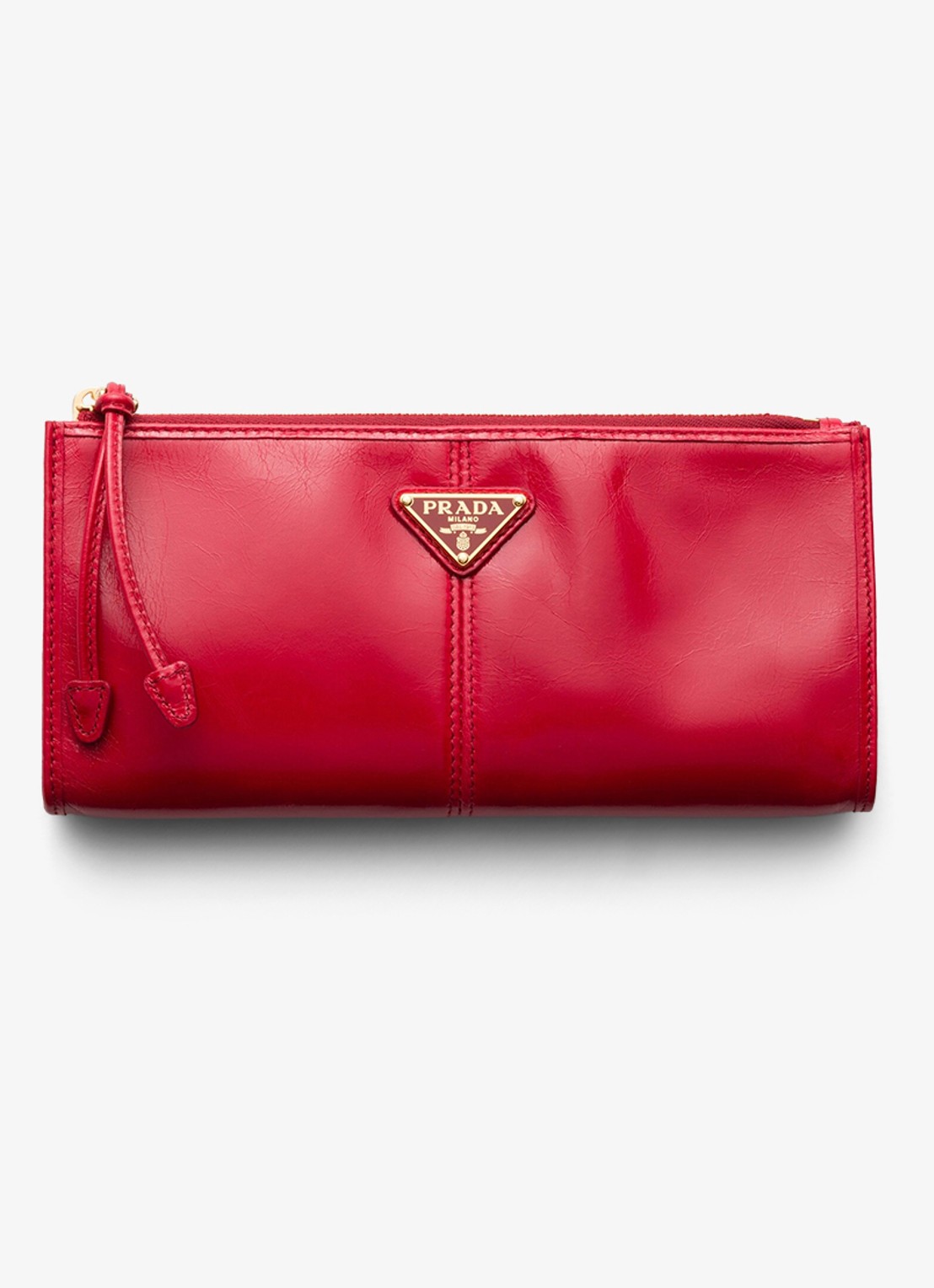 Prada Portemonnee van kalfsleer met logo - voorkant rood